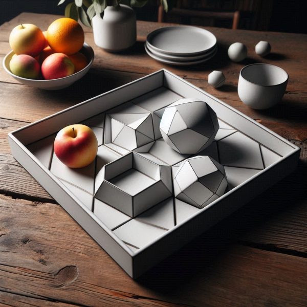 Ceramic Geometric Serving Tray - Modern Minimalist Dish