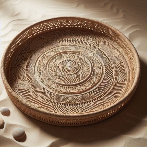 Woven Seagrass Round Tray - Coastal Organic Style