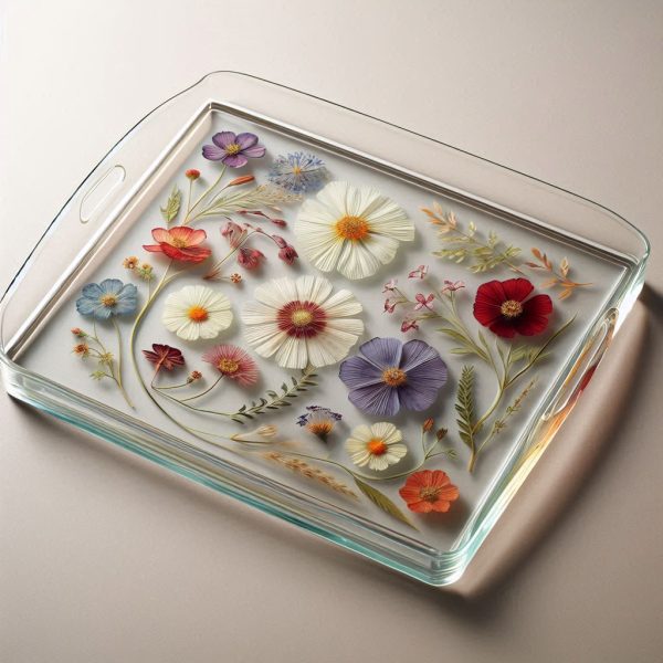 Pressed Flower Glass Tray - Delicate Botanical Art
