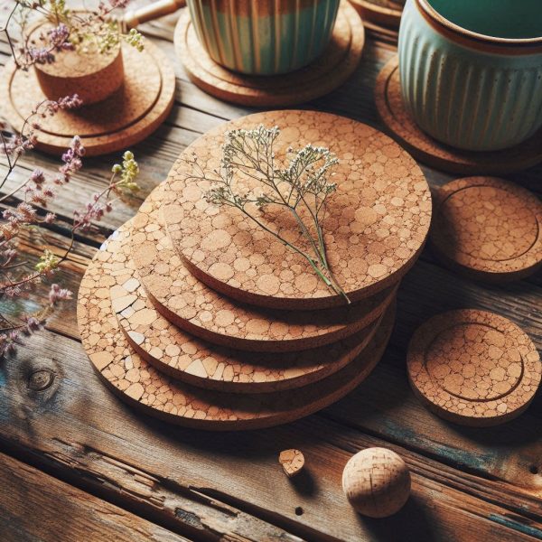 Natural Cork Round Coasters - Eco-Friendly Table Protection