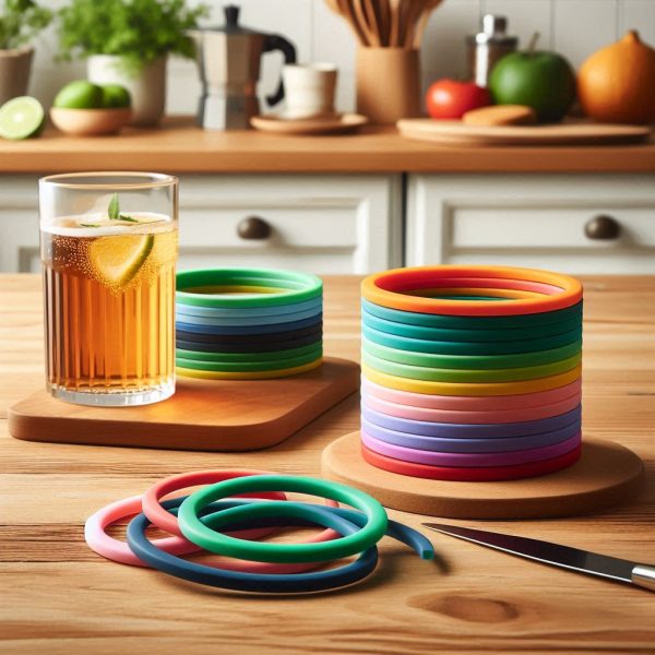 Flexible Silicone Coaster Rings - Stackable Space Saver