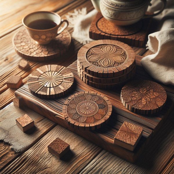 Cork and Wood Hybrid Coasters - Rustic Elegance