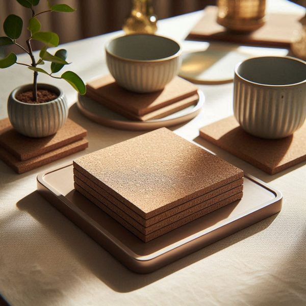 Cork Rectangular Coasters - Minimalist Tabletop