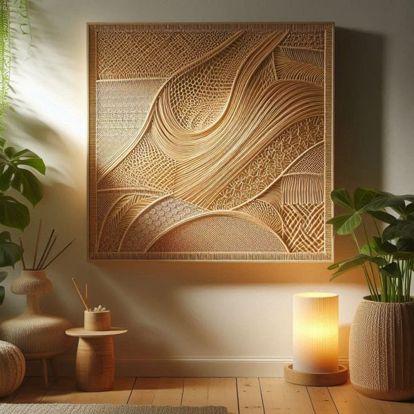 Bamboo Fiber Weave Light Panel - Natural Material Illuminator